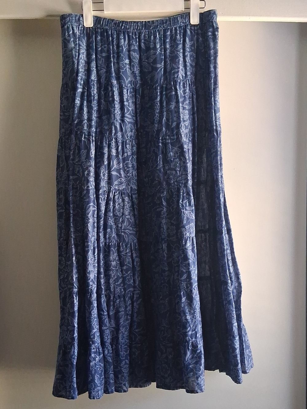 Vintage Lauren Ralph Lauren LRL Cotton Midi-Maxi Skirt Blue Floral Rare M